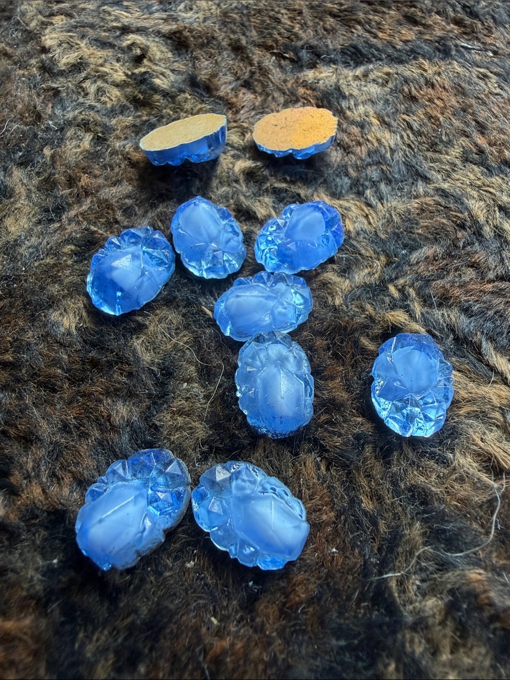 Blue Glass Scarab Cabochon Accent Stones - Unbranded